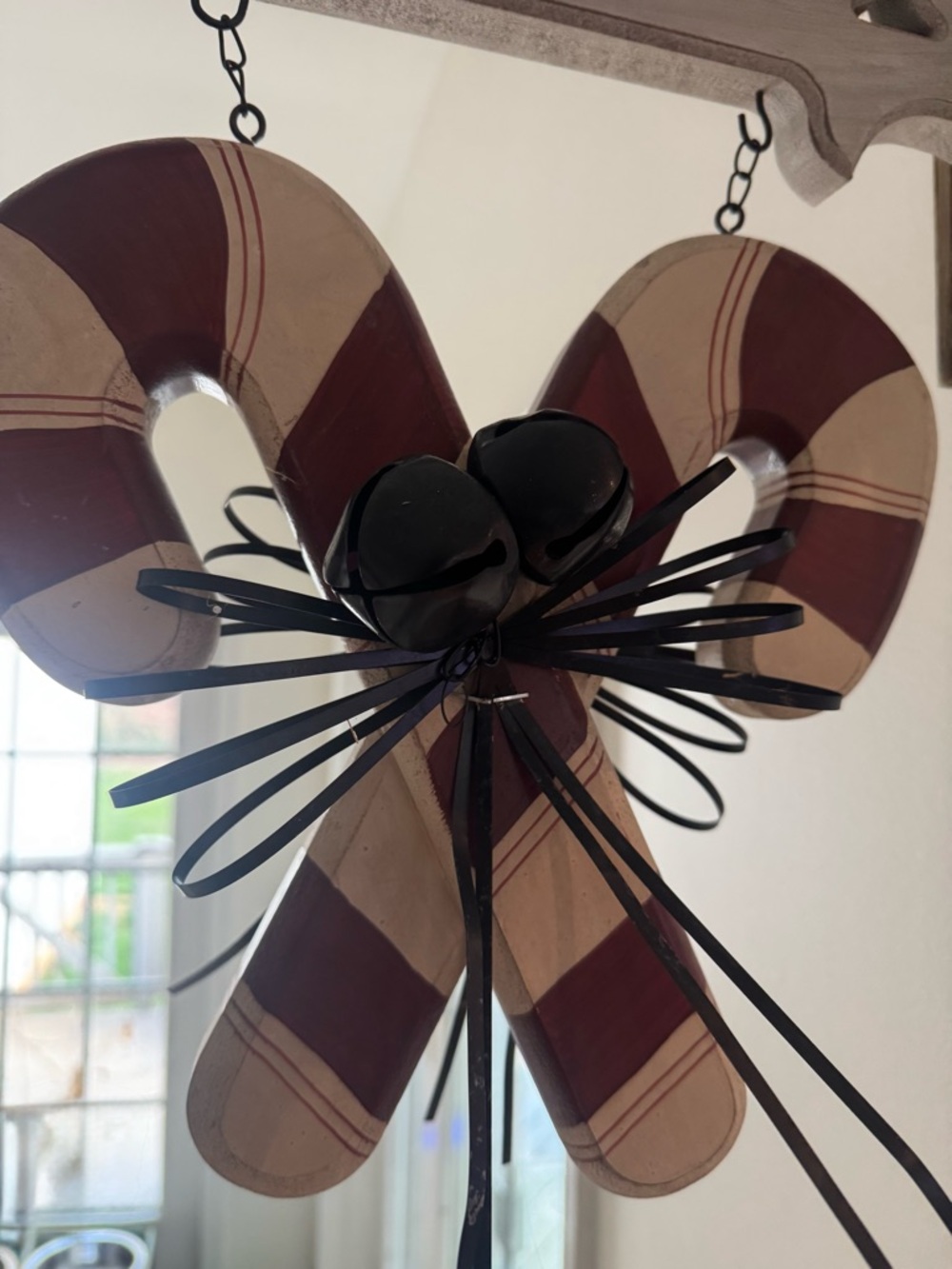 K&K Interiors Red and Cream Double Candy Cane Arrow Replacement Sign.